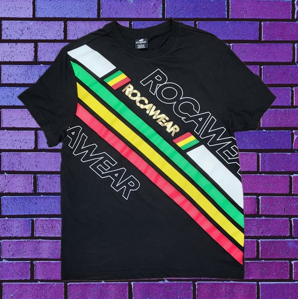Rocawear Red / Gold / Green Casual Streetwear Men's T-Shirt 👕